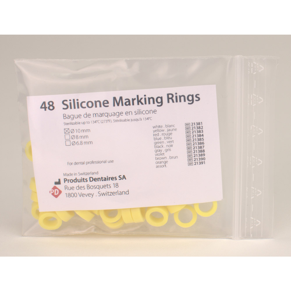 Silikonringe 10 mm gul, 48 stk.