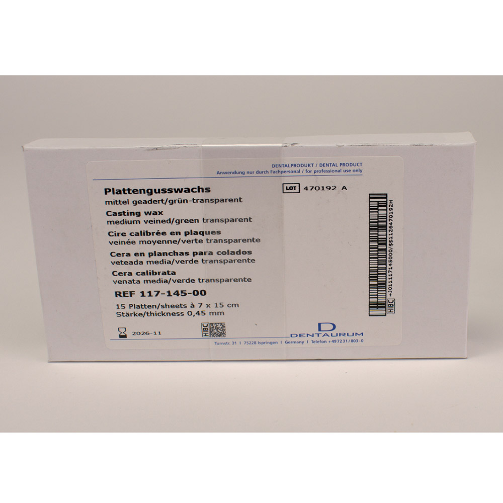 Støbevoksplader medium 0,45 mm grøn, pakke