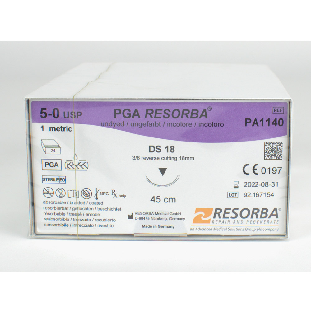 Resorba PGA ufarvet 5/0 DS18, 24 stk.