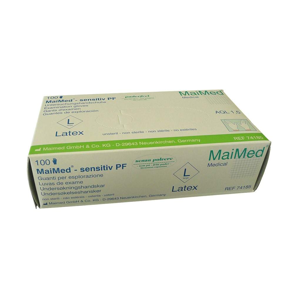 MaiMed-sensitiv Handske pudderfri usteril Str. L, 100 stk.