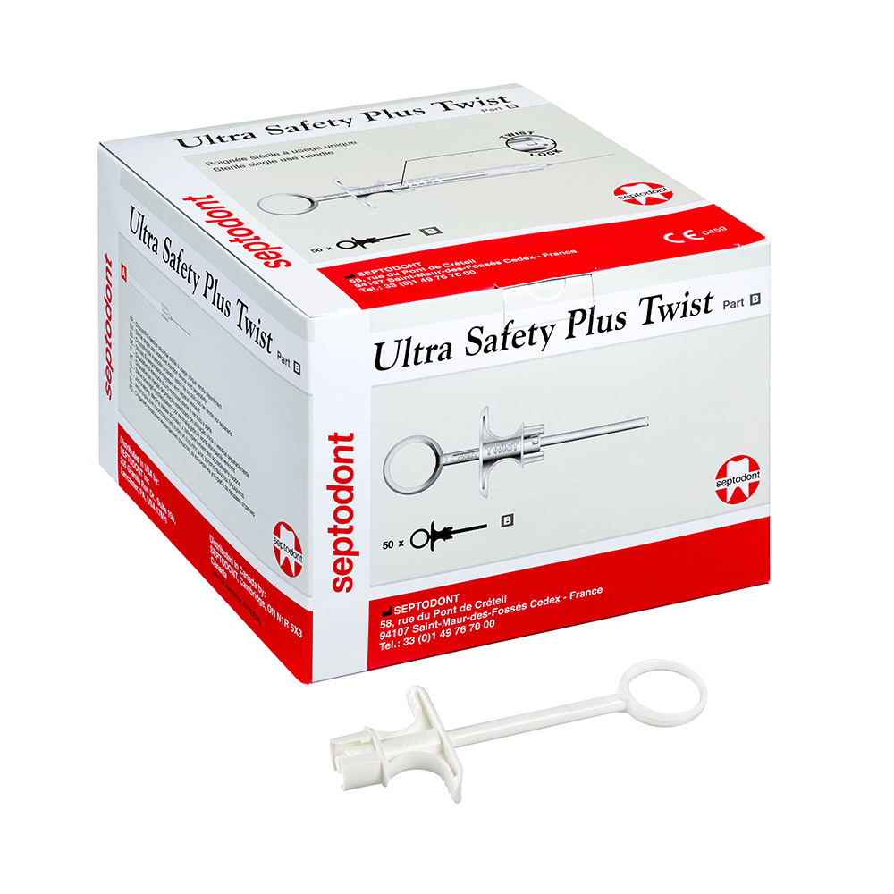 Ultra Safety Plus Part B Twist engangssprøjtehåndstykke steril hvid, 50 stk.