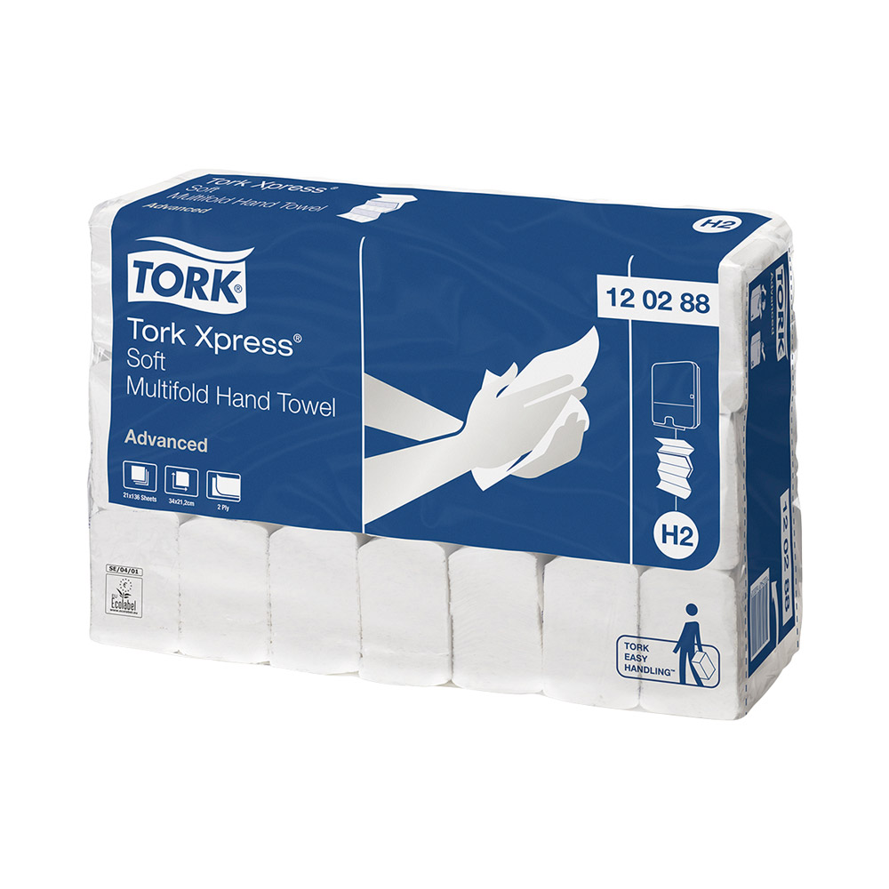 Tork Xpress H2 hvid 21x34 cm 2-lags, blød,