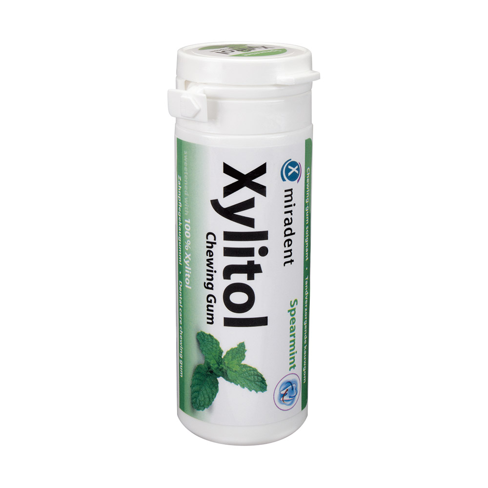 miradent Xylitol Tyggegummi Spearmint, 12 x 30 stk. dåse