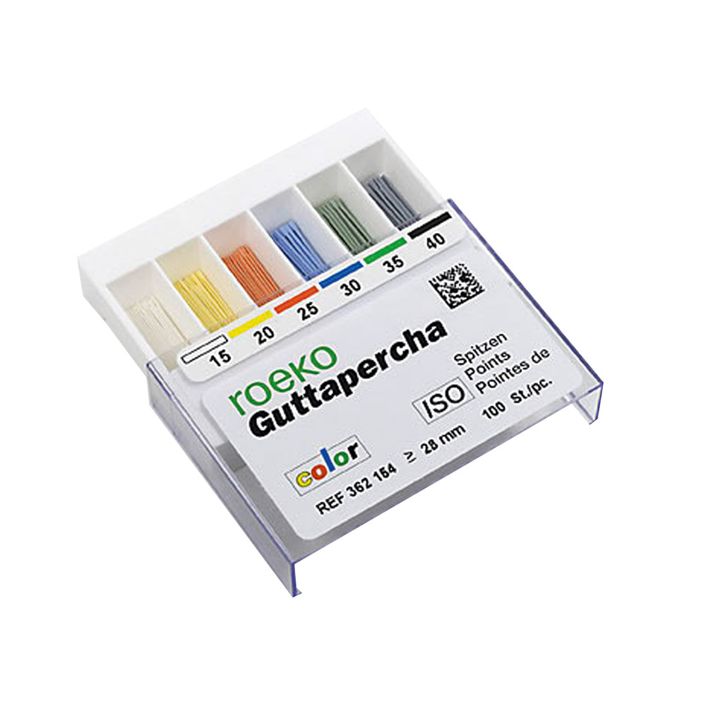 Guttapercha-spidser farve størrelse 15-40, 100 stk.