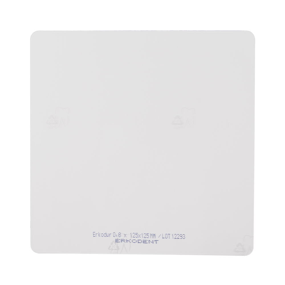 Erkodur med undertræksfolie firkantet 125 x 125 mm 0,80 mm klar, 20 stk.