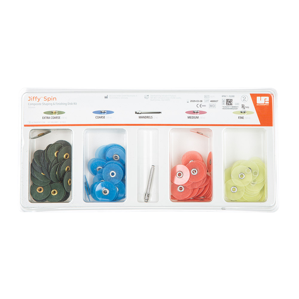 Jiffy Spin Disk 14 mm, Startkit 2x Mellemfæste, 50x Ekstra-grovere skiver, 50x Grove skiver, 50x Mellem skiver, 50x Fine skiver