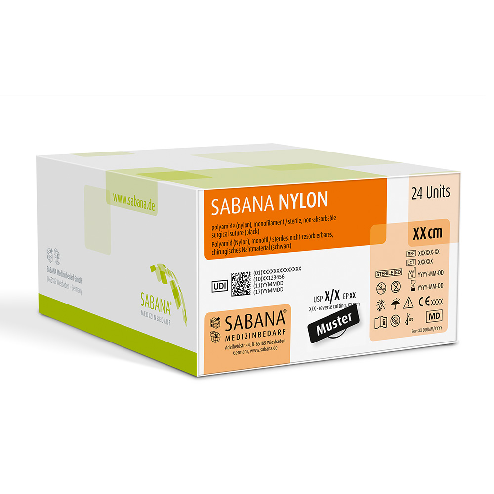 SABANA NYLON, sort, USP 4-0, 75 cm DS-20, 24 stk.