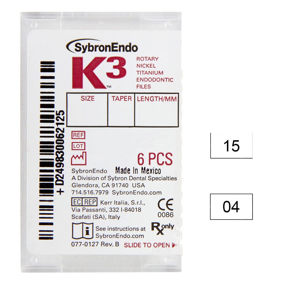K3 NiTi-filer .04 Gr.15 25 mm, 6 stk.
