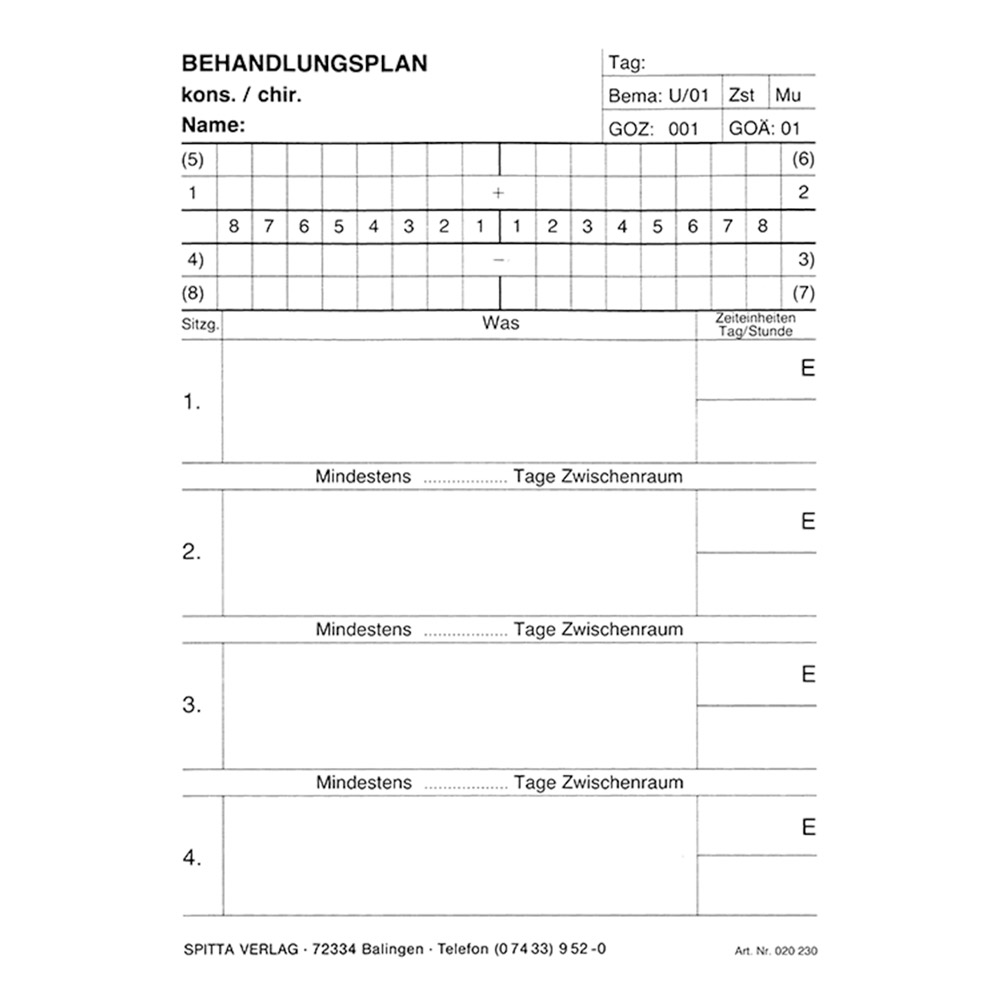 Behandlingsplan A6, 100 stk.