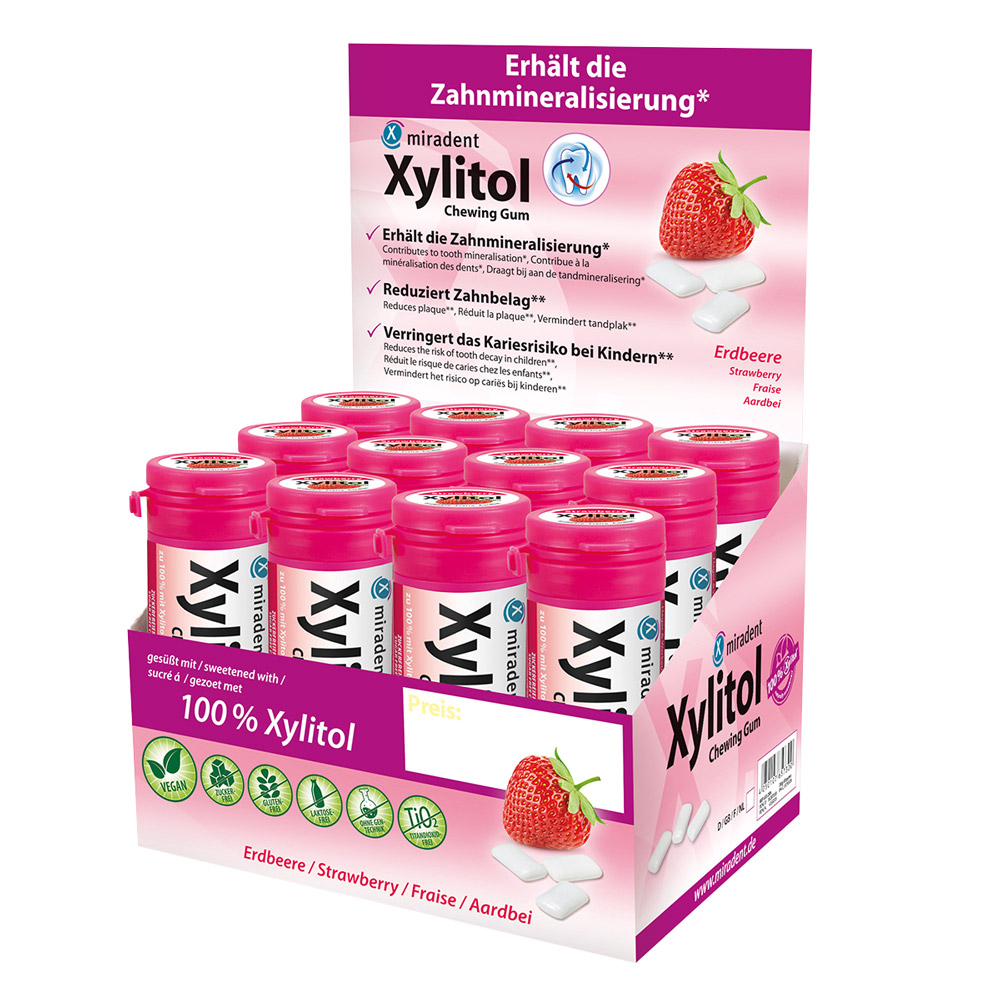 Xylitol tyggegummi til børn Jordbær, 12 x 30 stykker dåse