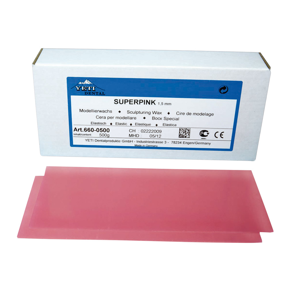 Modelleringsvoksplader Superpink 1,5 mm, 500 g
