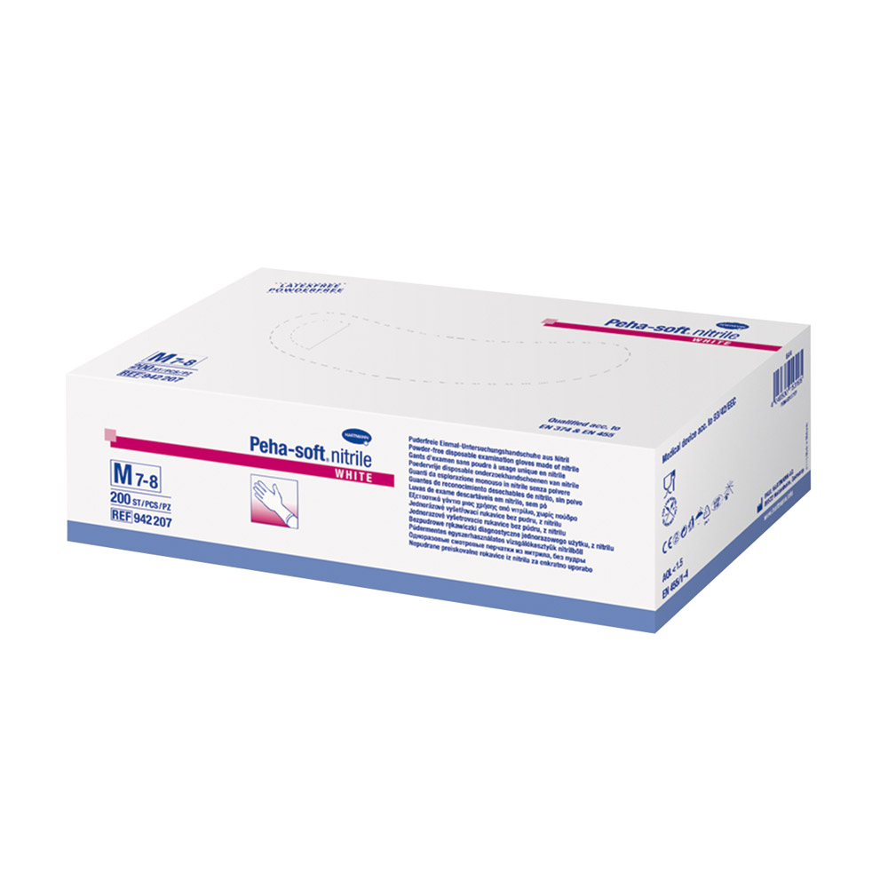 Peha-Soft Nitril hvid handske pudderfri str. L, 200 stk.