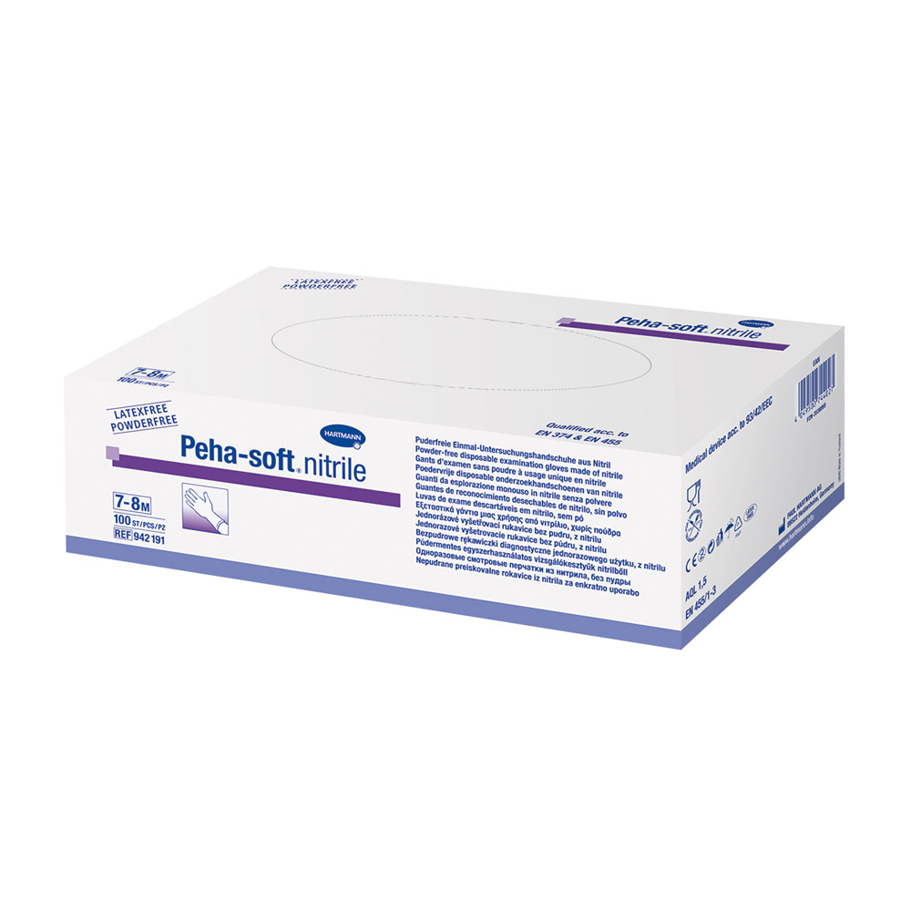 Peha-Soft nitrilhandsker, pudderfri, str. XS, 100 stk.